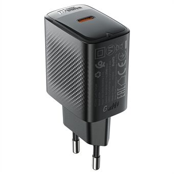 ACEFAST A104 PD 25W Snabbladdningsadapter GaN Enkelport USB-C Väggladdare, EU-kontakt