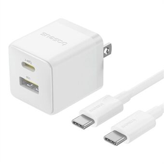 BASEUS Palm USB+Type-C Dual Port 20W Snabbladdare US Plug Väggladdningsadapter med 60W Type-C Kabel