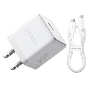 BASEUS Palm Snabbladdare 30W Type-C Enkelport US-Kontakt Väggladdningsadapter med 60W Type-C-Kabel