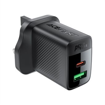 ACEFAST A79 PD 20W GaN Laddare USB-C+USB-A Dubbla Portar Telefonsladdare, UK-kontakt