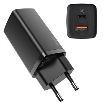 BASEUS GaN2 Lite Snabbladdare Typ-C+USB 65W Väggladdare EU-kontakt