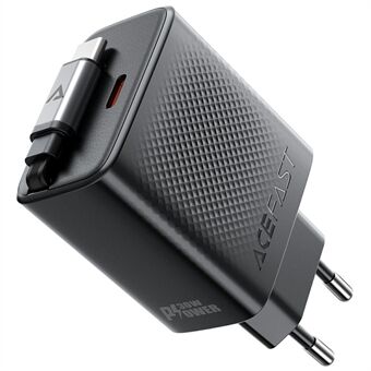 ACEFAST A110 30W GaN Laddare Type-C Telefonadapter med Indragbar USB-C Kabel, EU-kontakt