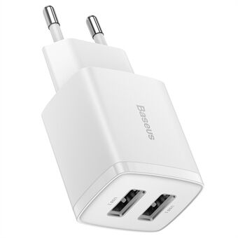 BASEUS Kompakt Laddare med 2 USB-portar 10,5W Strömadapter, EU-plugg