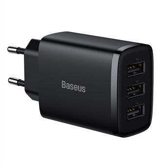 BASEUS Kompakt Laddare med 3 USB-Portar Väggladdare 17W Strömadapter, EU-Kontakt