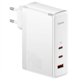 BASEUS GaN5 Pro Snabbladdare 2Type-C+USB 140W EU Plug Multi-Port Väggladdare Adapter Block Snabbladdningsbox Kloss med 1m Type-C till Type-C 240W Kabel