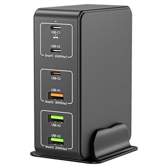 818H 120W PD Snabbladdning Bärbar Strömadapter 3 USB-C + 3 USB-A Travel Wall Charger