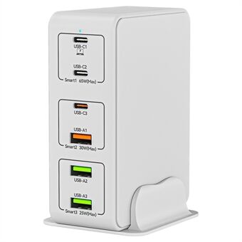 818H 120W PD Snabbladdning bärbar strömadapter 3 USB-C + 3 USB-A reseväggladdare