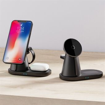 HY05 3-i-1 Stand teleskopisk design telefon Magnetisk trådlös laddare Desktop snabbladdningsställ för iPhone 12/13-serien iWatch AirPods Pro