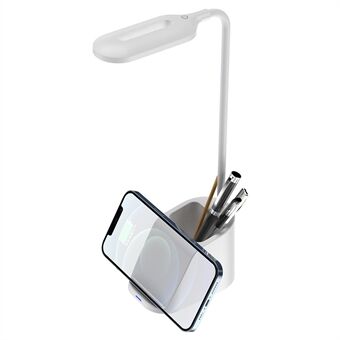 HT-507 3-i-1 Ögonskydd LED Skrivbordslampa 15W Telefon Trådlös Laddare Pennhållare