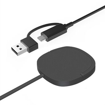 W-91 15W Magnetisk Trådlös Laddare med USB+Type-C 2-i-1 Anslutningskabel och Hopfällbart Stativ