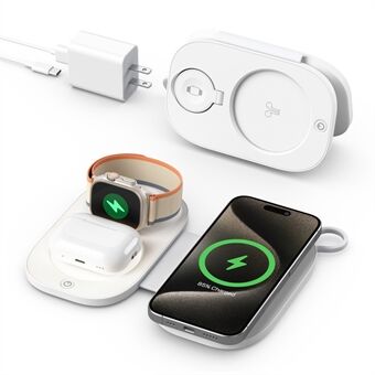 T5 För iWatch / AirPods / Telefon 3-i-1 Snabbladdningsdocka Magnetisk Trådlös Laddare (Ingen Strömadapter)