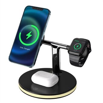 JJT-980 Desktop Charging Stand 3 in 1 Detachable Magnetic Wireless Charger for iPhone / Apple Watch / Earphones