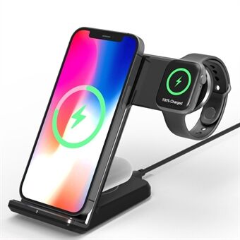 F11 Pro 3 i 1 trådlös laddare 15W snabbladdningsstation för iPhone / Samsung / Apple Watch / TWS-hörlurar