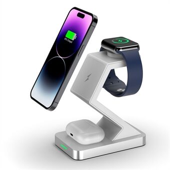 X3 15W magnetisk trådlös laddare för iPhone / iWatch / AirPods 3-i-1 Stand