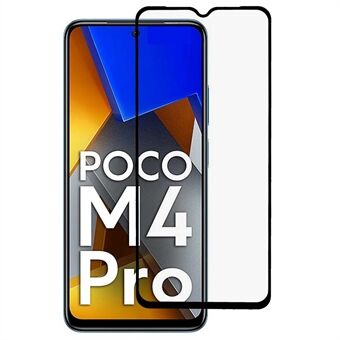 För Xiaomi Poco M4 5G Full täckning Scratch sidolim 9D Silk Printing Anti-explosion skärmskydd i härdat glas