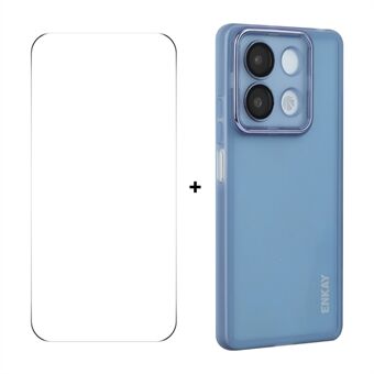 För Xiaomi Redmi Note 13R Pro 5G ENKAY HAT PRINCE Fodral Matt TPU Telefonfodral med Linsfilm + 9H Glasbeskyddare