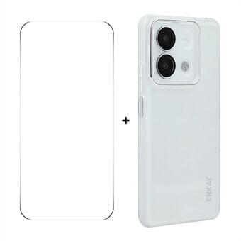 För Xiaomi Redmi Note 13 5G ENKAY HAT PRINCE Fodral Matt TPU Mobilskydd med Linsskydd + 9H Glasfilm