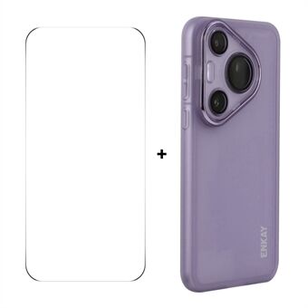 För Huawei Pura 70 ENKAY HAT PRINCE Fodral Matte TPU-telefonskydd med linsfilm + 9H glasprotektor