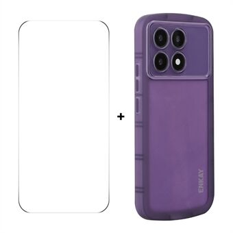 För Xiaomi Redmi K70 Ultra ENKAY HAT PRINCE Fodral Fyra hörn stötsäker matt TPU-telefonfodral + 9H glas skydd