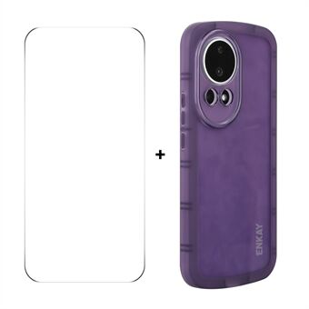 För Huawei nova 12 5G ENKAY HAT PRINCE-fodral Fyra Hörn Stöttålig Matt TPU Telefonfodral + 9H Glas Skärmskydd