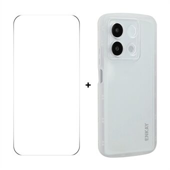 För Xiaomi Poco X6 5G / Xiaomi Redmi Note 13 Pro 5G ENKAY HAT PRINCE fodral Fyra hörn stötsäkert matt TPU mobilskal + 9H glas skydd