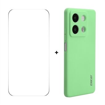 För Xiaomi Redmi Note 13 Pro 5G / Xiaomi Poco X6 5G ENKAY HAT PRINCE Silikonskal Rakt Kant Telefonskydd + 9H Glasskydd