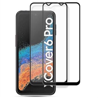 AMORUS 2st/pack för Samsung Galaxy Xcover6 Pro 5G härdat glas Sekundärt stärkande silketryck hellim helskärmsskydd - svart