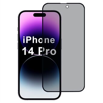 För iPhone 14 Pro Anti-Peep Skärmskydd 2.5D Heltäckande Hög Aluminium-Kiselglas