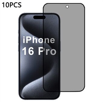 10 st / förpackning För iPhone 16 Pro Anti-Spy Skärmskydd 2.5D Silketryck Hög Aluminium-Silikonglas Film