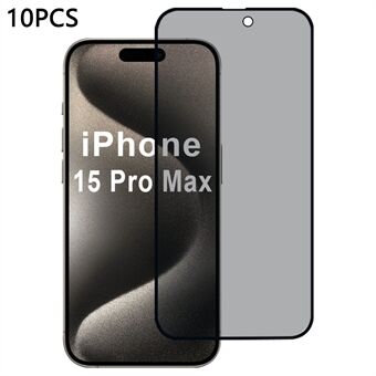 10 st / förpackning för iPhone 15 Pro Max Skärmskydd 2.5D 28-graders Anti-Spy Silkestrycksfilm