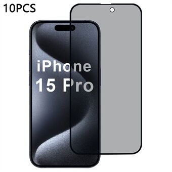 10st / Förpackning för iPhone 15 Pro Anti-Spy Skärmskydd 2.5D Full Lim Siden Tryckt Film