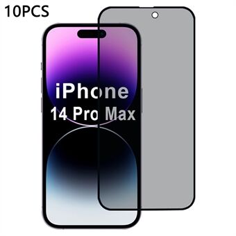 10-Pack för iPhone 14 Pro Max skärmskydd 28-graders Anti-Spy 2.5D Silkestryckfilm