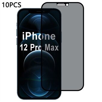 10 st / Förpackning för iPhone 12 Pro Max skärmskydd 28-graders anti-spion 2.5D silkestrycksfilm