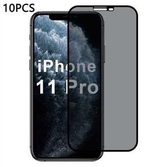 10 st / förpackning för iPhone 11 Pro skärmskydd 28-graders anti-spion 2.5D silkestryck film