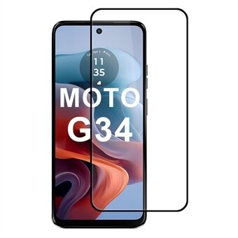 För Motorola Moto G34 5G Skärmskydd Silketryck Full Lim Hög Aluminium-Kiseldioxid Glas