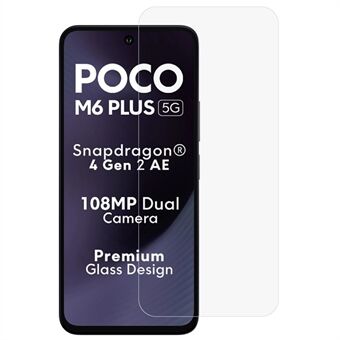 AMORUS För Xiaomi Poco M6 Plus 5G Skärmskydd 2.5D Arc Edge 9H Högaluminium-silikonglasfilm