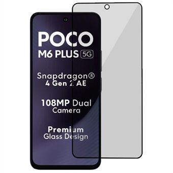 För Xiaomi Poco M6 Plus 5G Anti-Peep Skärmskydd Full Lim Silketryck Härdat Glas Film