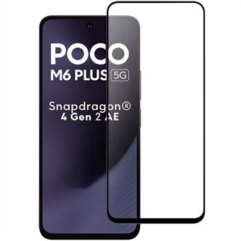 För Xiaomi Poco M6 Plus 5G AGC-glas skärmskydd med hel limning och svart kant skärmfilm