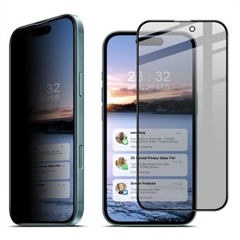 IMAK För iPhone 16 Anti-Peep Härdat Glas Skärmskydd Full Täckning