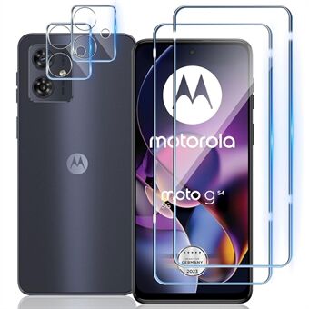 2 stycken För Motorola Moto G64 5G / G54 5G Klart Härdat Glas Skärmskydd Anti-Explosion Film + 2 stycken Kameralins Skydd