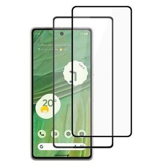 AMORUS 2st/set för Google Pixel 7 5G HD härdat glas Sekundärt härdande silketryck Anti Scratch helskärmsskydd - svart