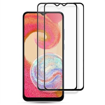 AMORUS 2st för Samsung Galaxy A04e 4G / F04 4G / M04 4G helskärmsskydd Helt lim Silketryck härdat glas HD klar film - svart