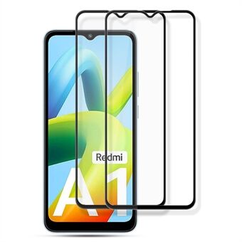 AMORUS 2st för Xiaomi Redmi A1 4G Silk Printing Screen Protector i härdat glas, hel limfilm - svart