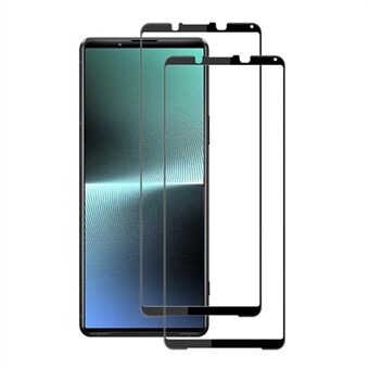 AMORUS 2st för Sony Xperia 1 V Skärmskydd i härdat glas Silketryck Hellim Heltäckande skal Telefonfilm - Svart