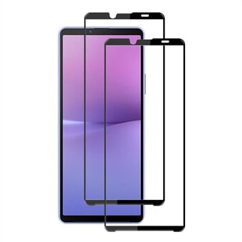 AMORUS 2st för Sony Xperia 10 V telefon helskärmsskydd Silketryck Härdat glas hel limfilm - svart