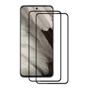 AMORUS 2st skärmskydd för Google Pixel 8, heltäckande härdat glas silketryck klar film - svart