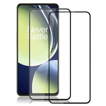 AMORUS 2st för OnePlus Nord CE 3 Lite 5G / Nord N30 5G Silke Printing Helskärmsfilm Hellim härdat glas Protector Guard - Svart