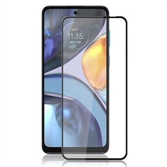 AMORUS För Motorola Moto G22 HD Clear Screen Protector Silke Printing Hellim härdat glasfilm - svart