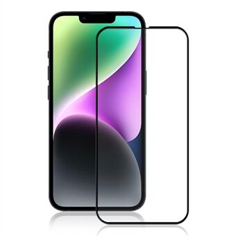 AMORUS för iPhone 15 Plus HD genomskinligt skärmskydd silketryck helt lim härdat glasfilm - svart