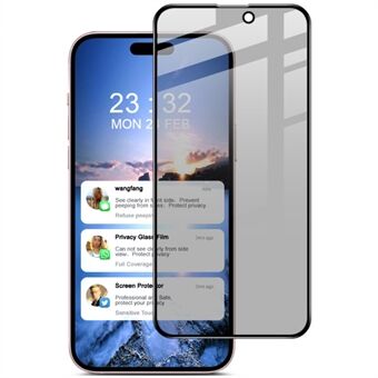 IMAK För iPhone 15 Plus Skärmskydd med Insynsskydd Helformat Härdat Glas Film